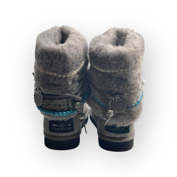 Rare: Tylie Malibu ❃ Gypsy Turquoise Bead Wrap Shearling Ankle Boot ❃ 6.5 7M - Picture 4 of 16